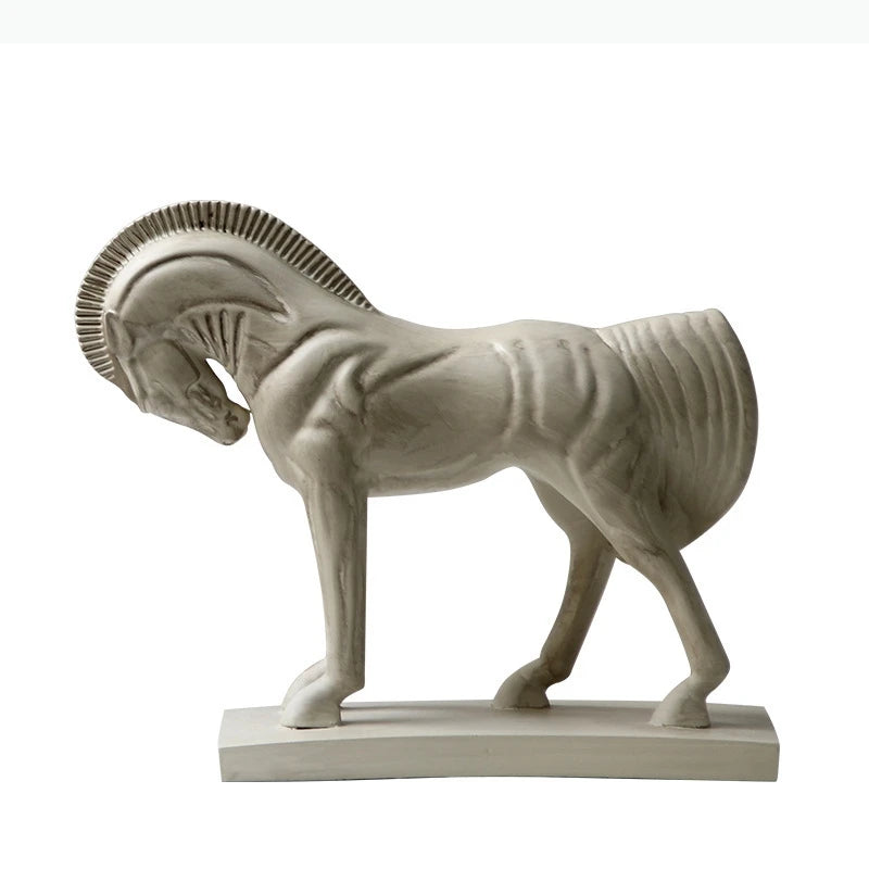statue cheval moderne texturée beige gris décoration chambre art deco sculpté