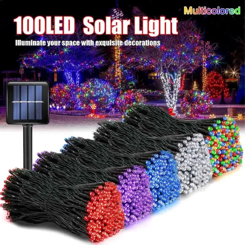guirlande lumineuse solaire extérieure multicolore étanche décoration jardin cour fête piquet led
