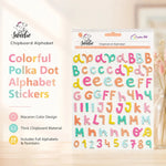 lettres alphabet bois multicolore points polka macaron adhésif numéroté scrapbooking agenda