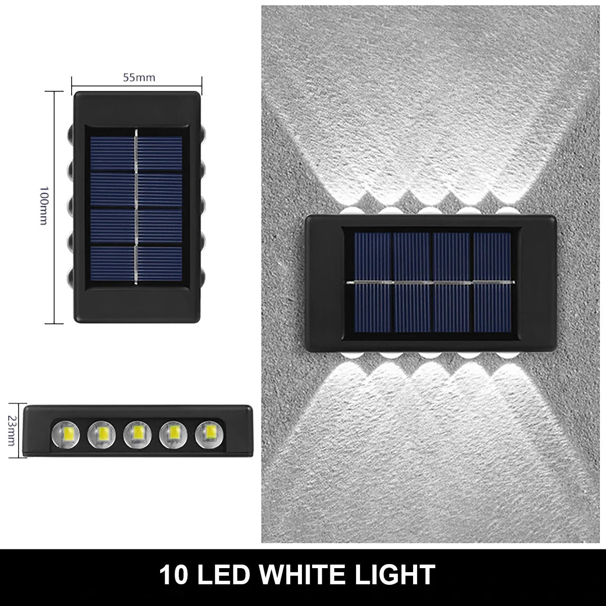 Lampes murales solaires LED modernes 10 blanc chaud jardin extérieur ip65 autonomes vacances