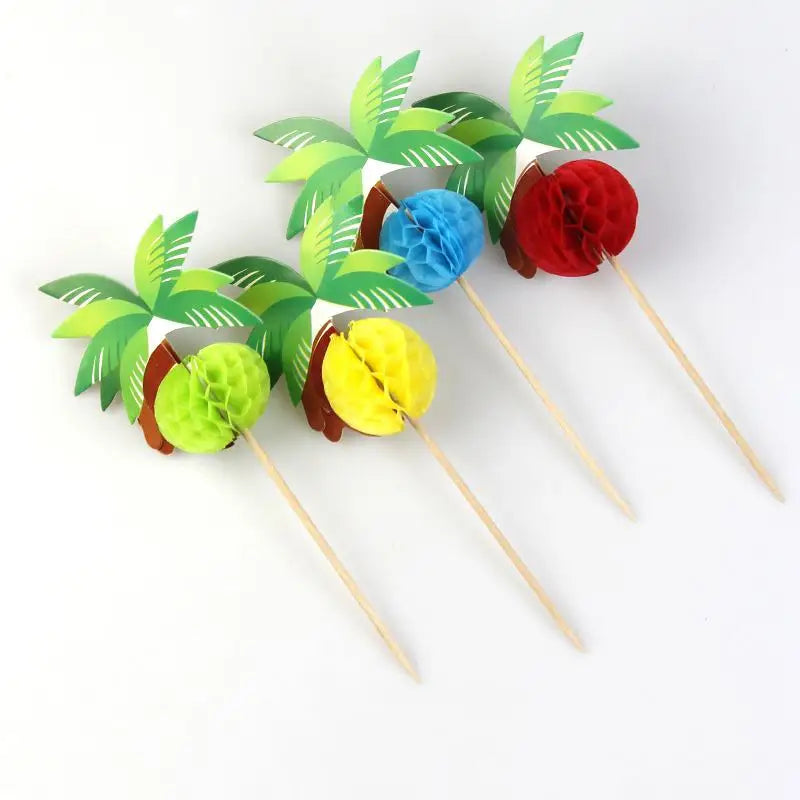 décoration fête hawaïenne ananas flamant rose palmier fruits coquille noix coco lunettes soleil clips