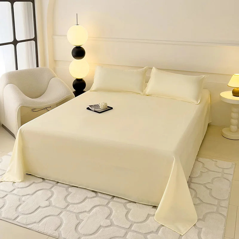 drap plat double gris lisse satiné minimaliste moderne lit adultes polyester