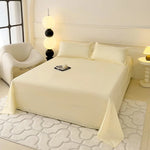 drap plat double gris lisse satiné minimaliste moderne lit adultes polyester