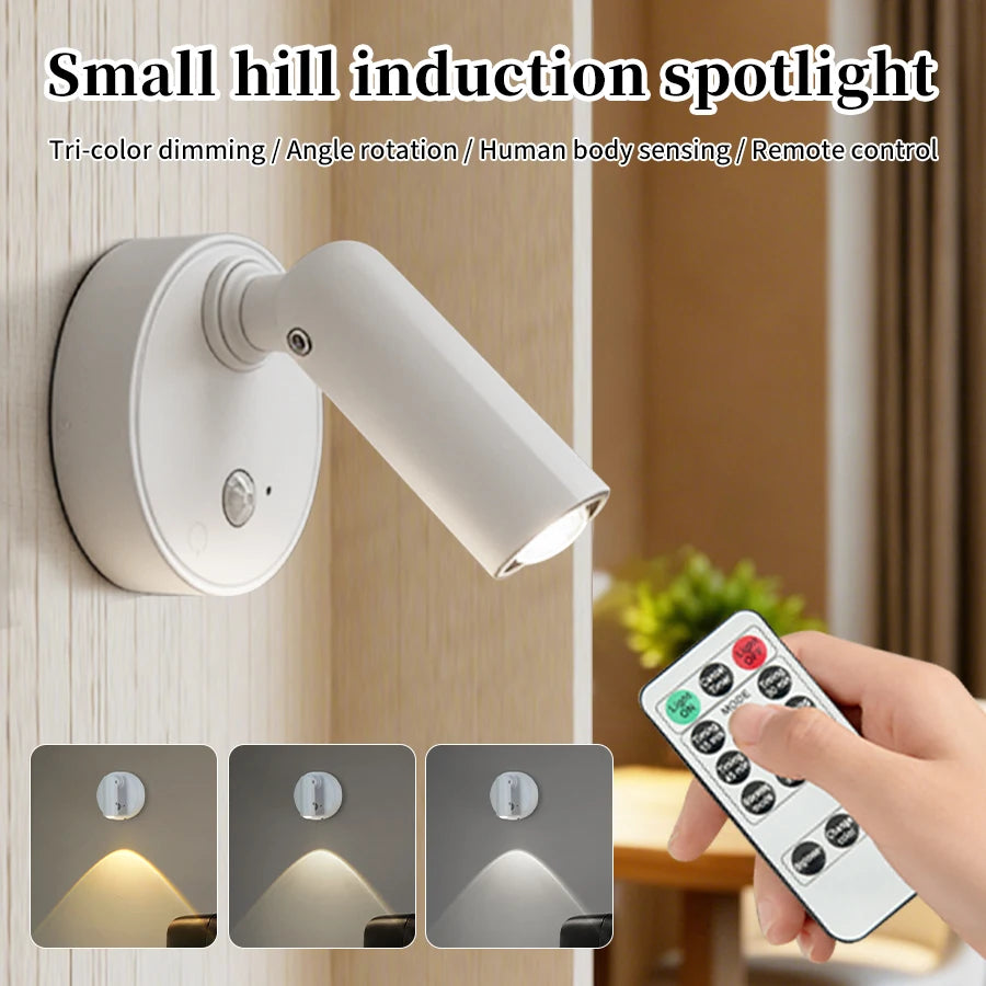 projecteur led rechargeable télécommande 360° détection présence mur blanc moderne minimaliste port type