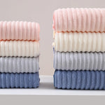serviette bain rapide absorbante lavable machine rayée moderne blanche rose gris bleuclair