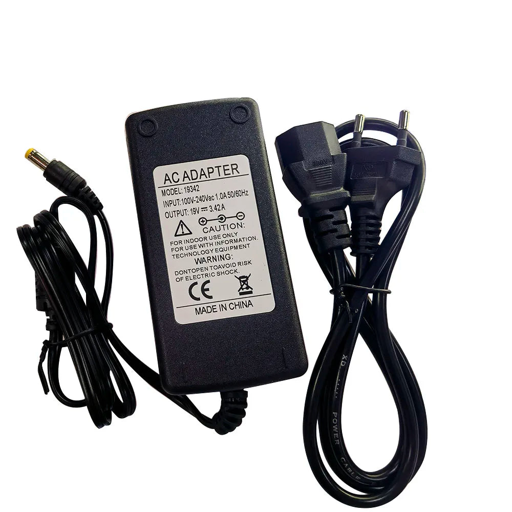 adaptateur secteur 19v 3.42a 90w noir cable femelle 5.5mm 2.5mm plat utilitaire