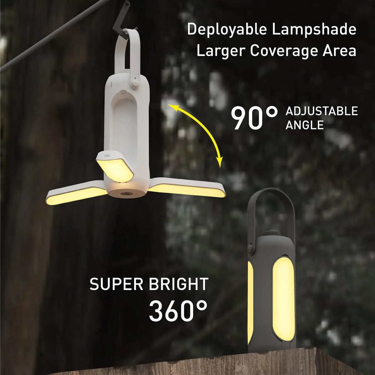 lampe camping rechargeable led blanc noir annuaire suspension camping fishing travel interrupteur usb