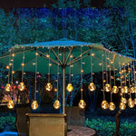 guirlande lumineuse solaire transparente boules dorées clips modernes décoration extérieure noël jardin festive
