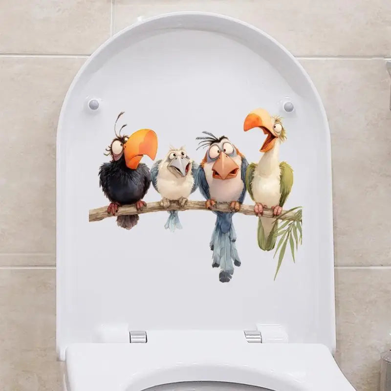 décoration murale autocollants oiseaux cartoon humour enfants branche perchoirs amusant