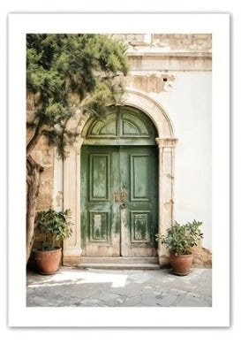 toile d'art classique minimaliste paysages urbains vert blanc beige abstraits sans cadre rectangle vertical
