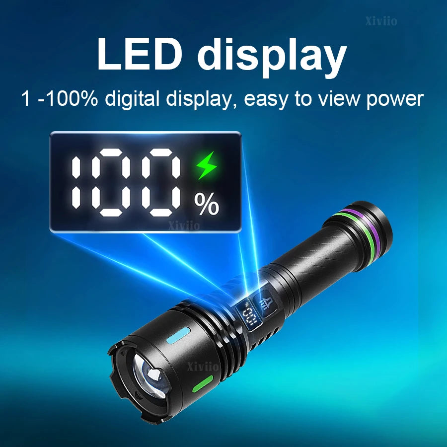 lampe torche noire laser rechargeable intense résistante autodéfense banque alimentation