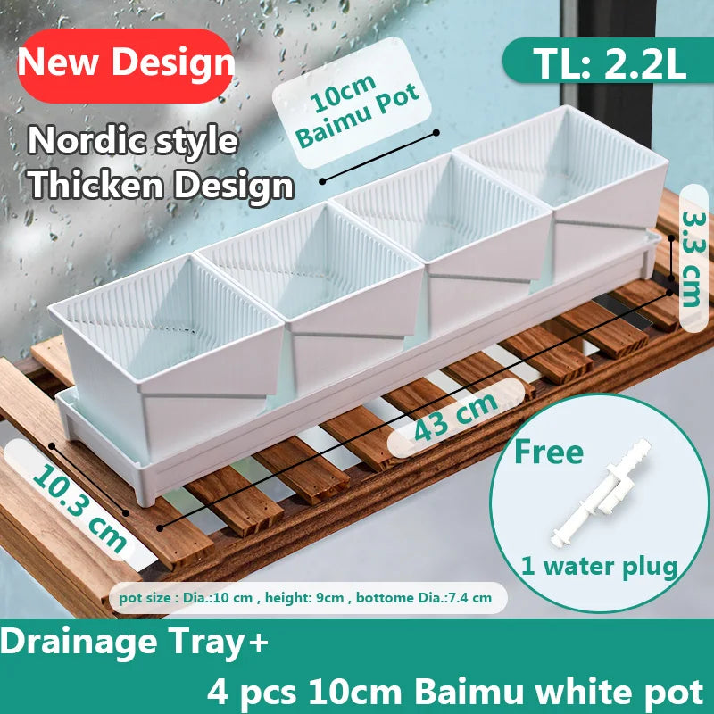 lot pot succulentes plastique blanc moderne trous drainage aération plantes maison
