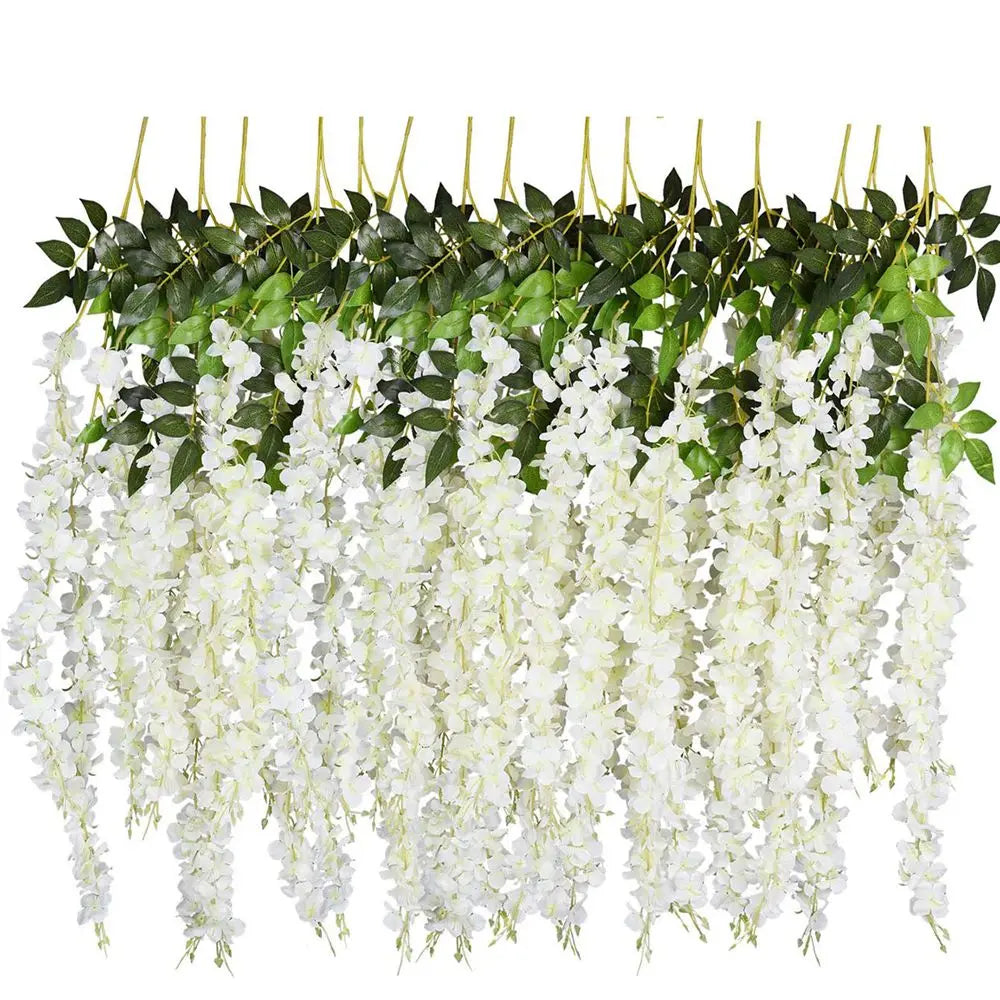 guirlande fleurs artificielles soie mariage anniversaire baby shower décoration extérieure orchidée moderne vert jaune