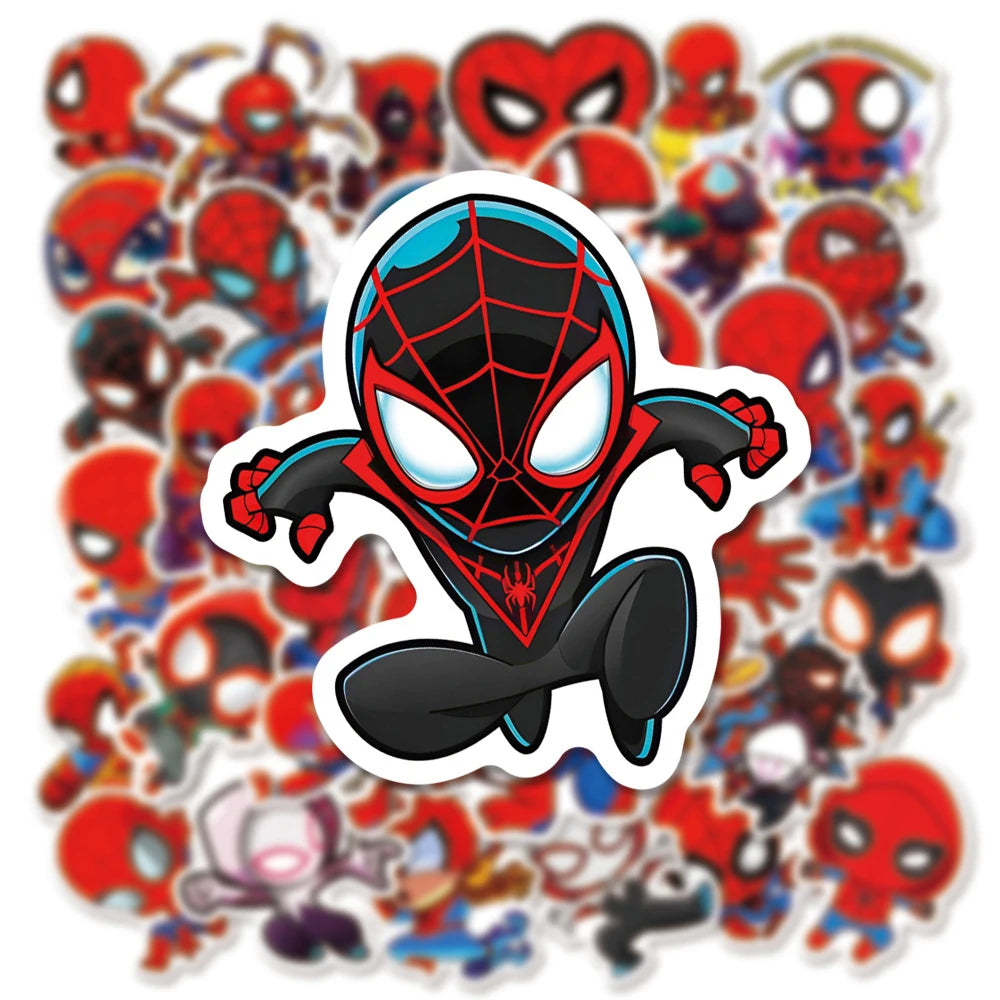 sticker spider man marvel superhero dessin animé captain america deadpool rouge noir bleu blanc