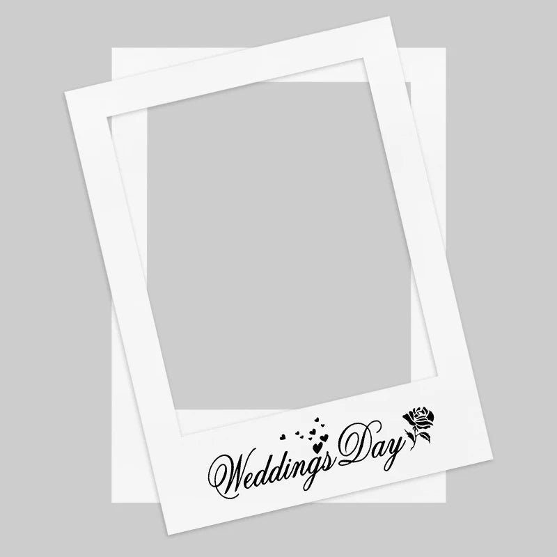 cadre photo mariage blanc calligraphie cœurs rose vintage polaroid festive decoration