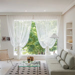 rideau tulle blanc broderie fleurs transparent classique salon chambre fenêtre maison décoration intérieur