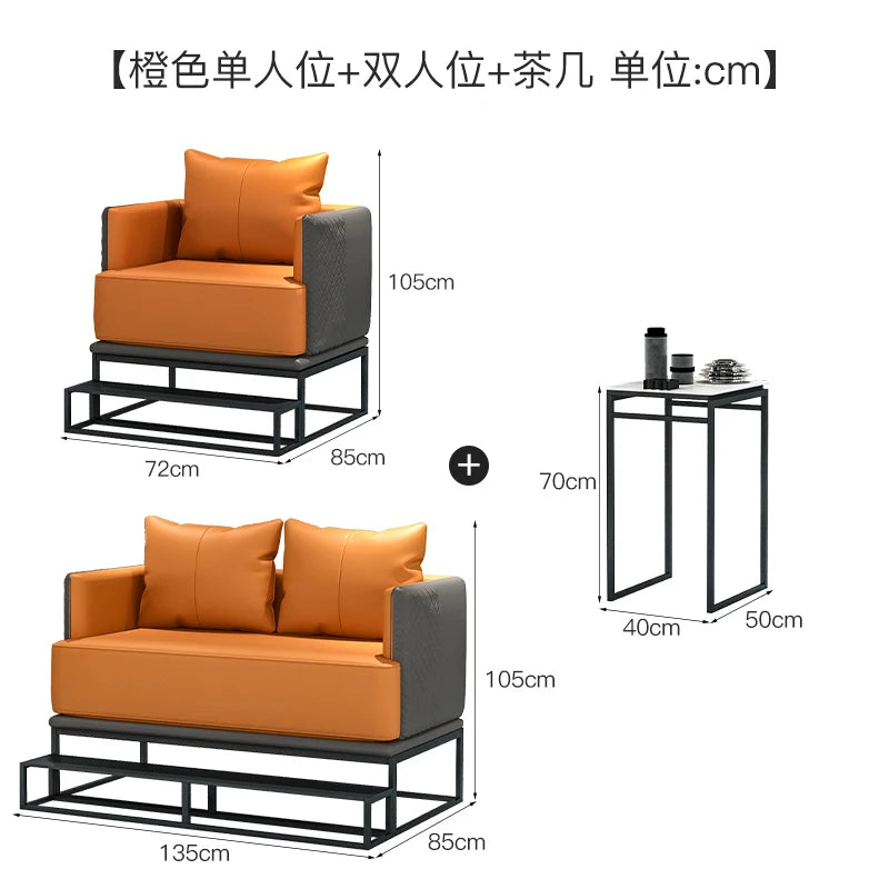 canapé moderne orange gris coussins structure métallique scandinave minimaliste canapé d'angle forme