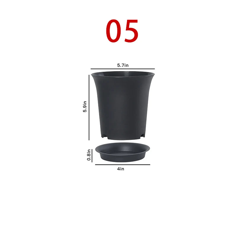 pots fleurs noirs modernes plastique plateau différentes tailles jardinage durable