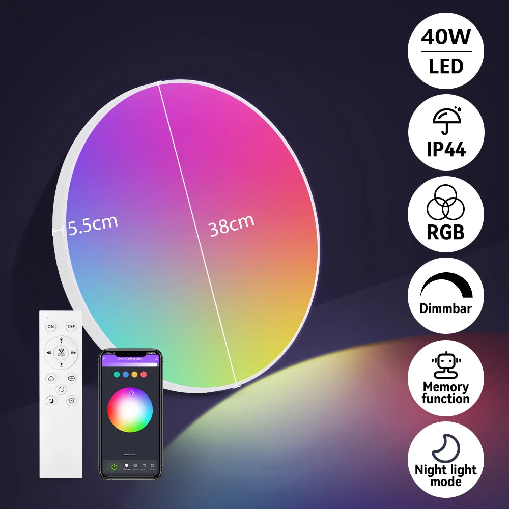 lampe led moderne télécommande blanc motifs géométriques lumière intensité variable
