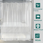 rideau douche transparent moderne plis verticaux aimants lestés 180x200cm écologique imperméable