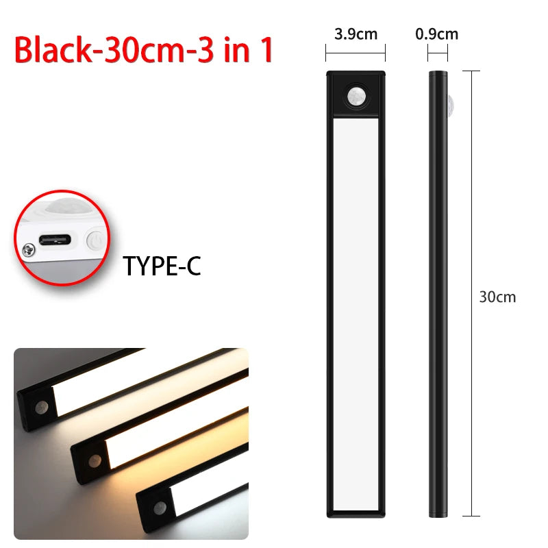 veilleuse led sans fil rechargeable détecteur mouvement sous meuble blanc moderne 10cm 20cm 30cm