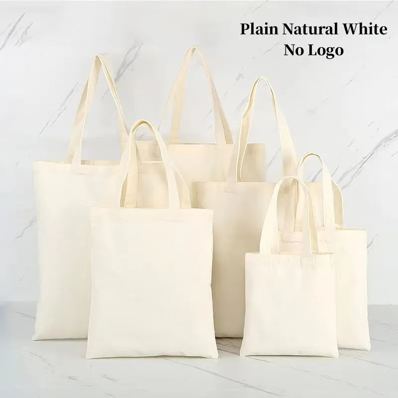 sac main décontracté toile coton imprimé logo personnalisable noir blanc beige simple pratique
