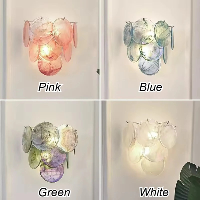 applique murale moderne vert rose bleu translucide led cuisine salle bain étude