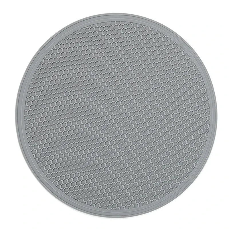 tapis silicone hexagonal moderne bleu turquoise bleu foncé gris noir opalescent cuisine minimaliste