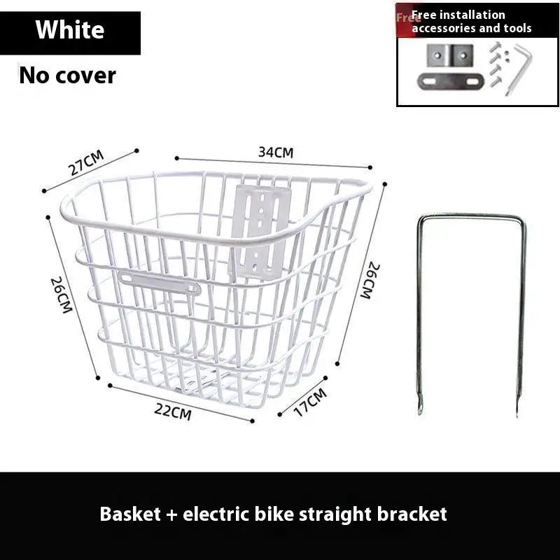 panier vélo noir blanc gris maille métallique moderne clips fixation poignée extra large