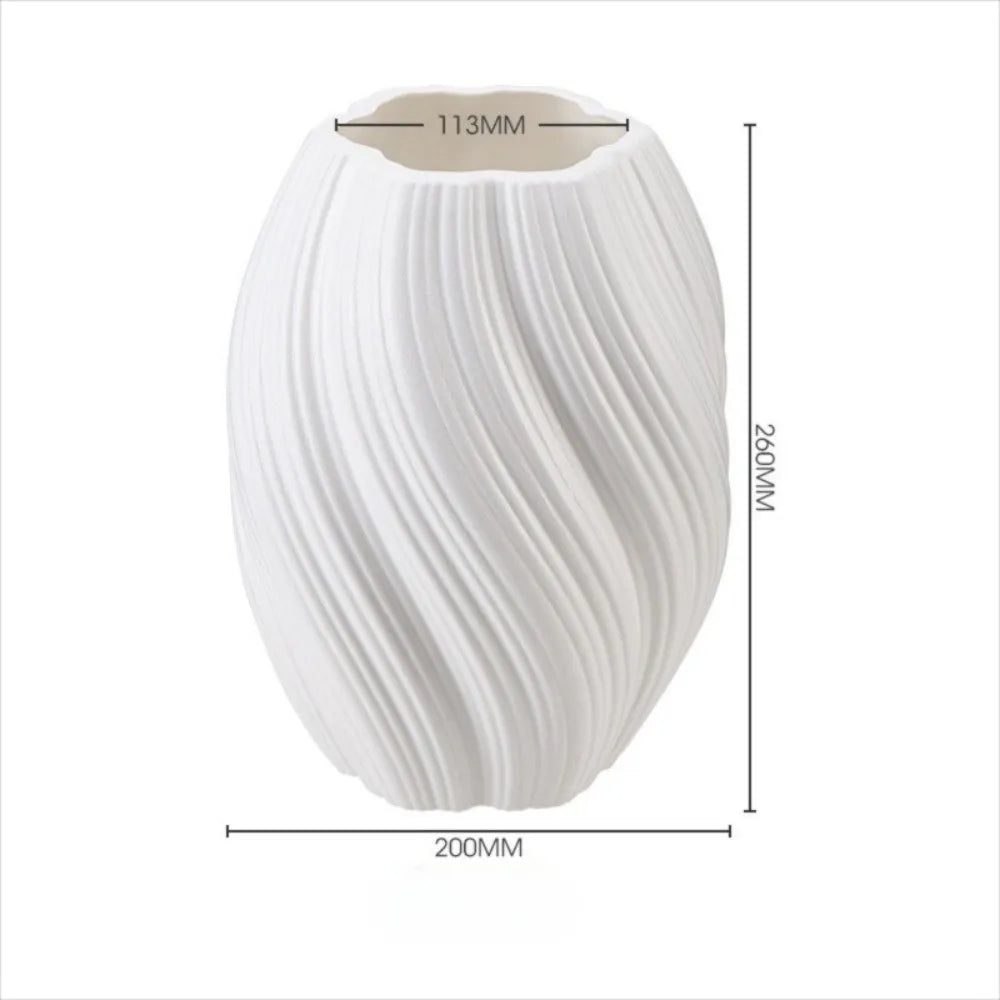 vase moderne plastique blanc texturé hauteur jusqu'à 26cm décoration intérieure