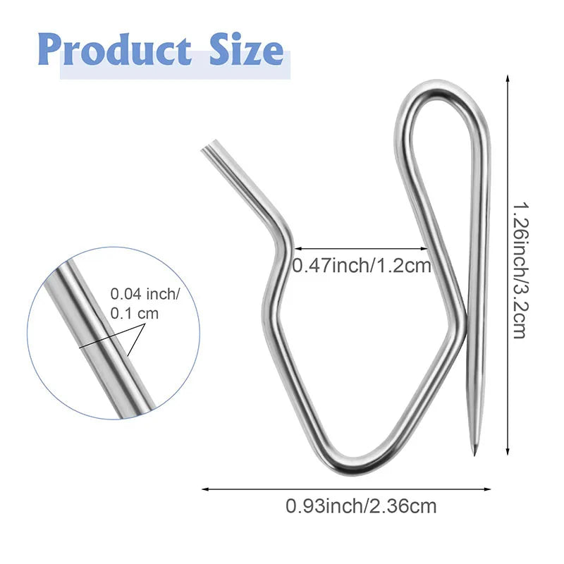 Détail des broches pointues en acier inoxydable pour rideaux
