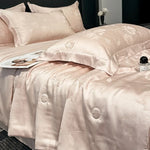 drap lit rose clair floral satiné été adultère lavable maison classique