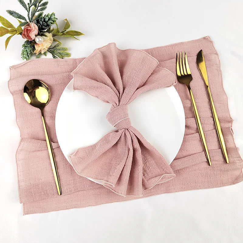 serviettes table coton orange texture lin classique fêtes mariage extérieur napkins cloths