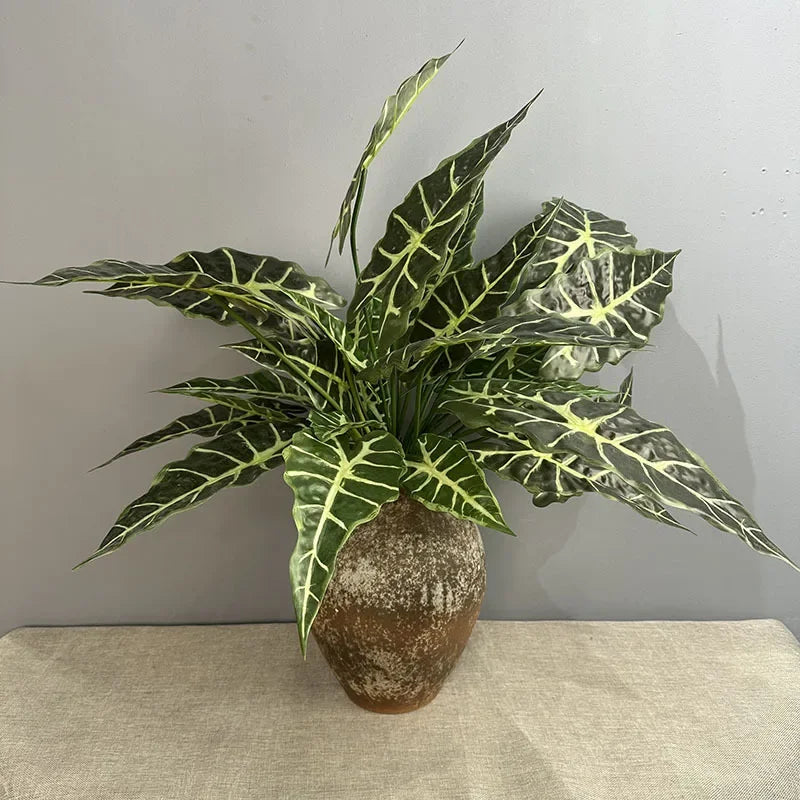 plantes artificielles feuilles larges vertes décoration tropical extérieur imitation végétal texturé 71cm