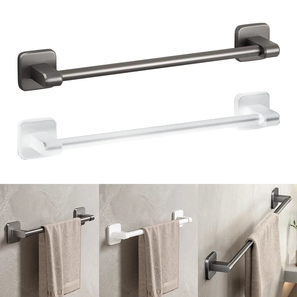 porte serviettes mural moderne gris blanc adhésif autoinstallation aluminium 30cm minimaliste organizer towel bar