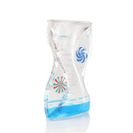 sablier liquide vert bleu transparent spirales flottantes décoration intérieure relaxante hypnotique