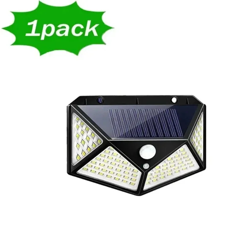 lampe solaire murale 100 led détecteur mouvement pir extérieure contemporaine
