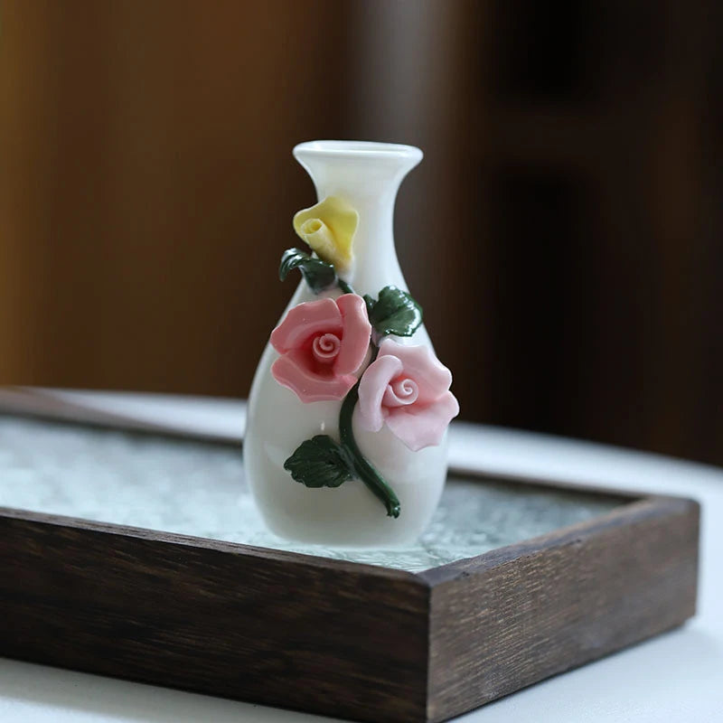 vases céramique artisanal poissons fleurs blanc bleu rouge vert