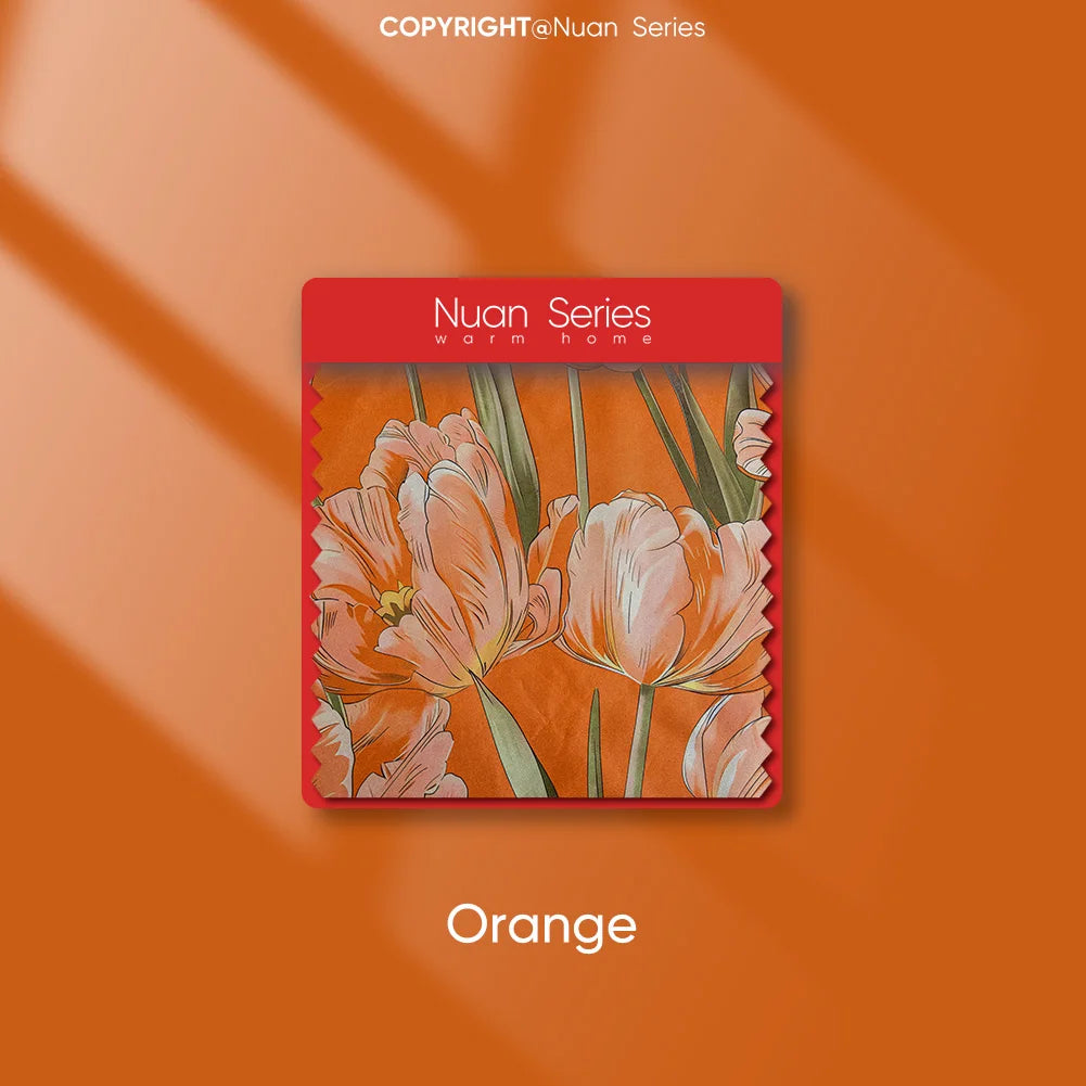 rideaux fleur tulipe orange classique salon polyester moderne floral