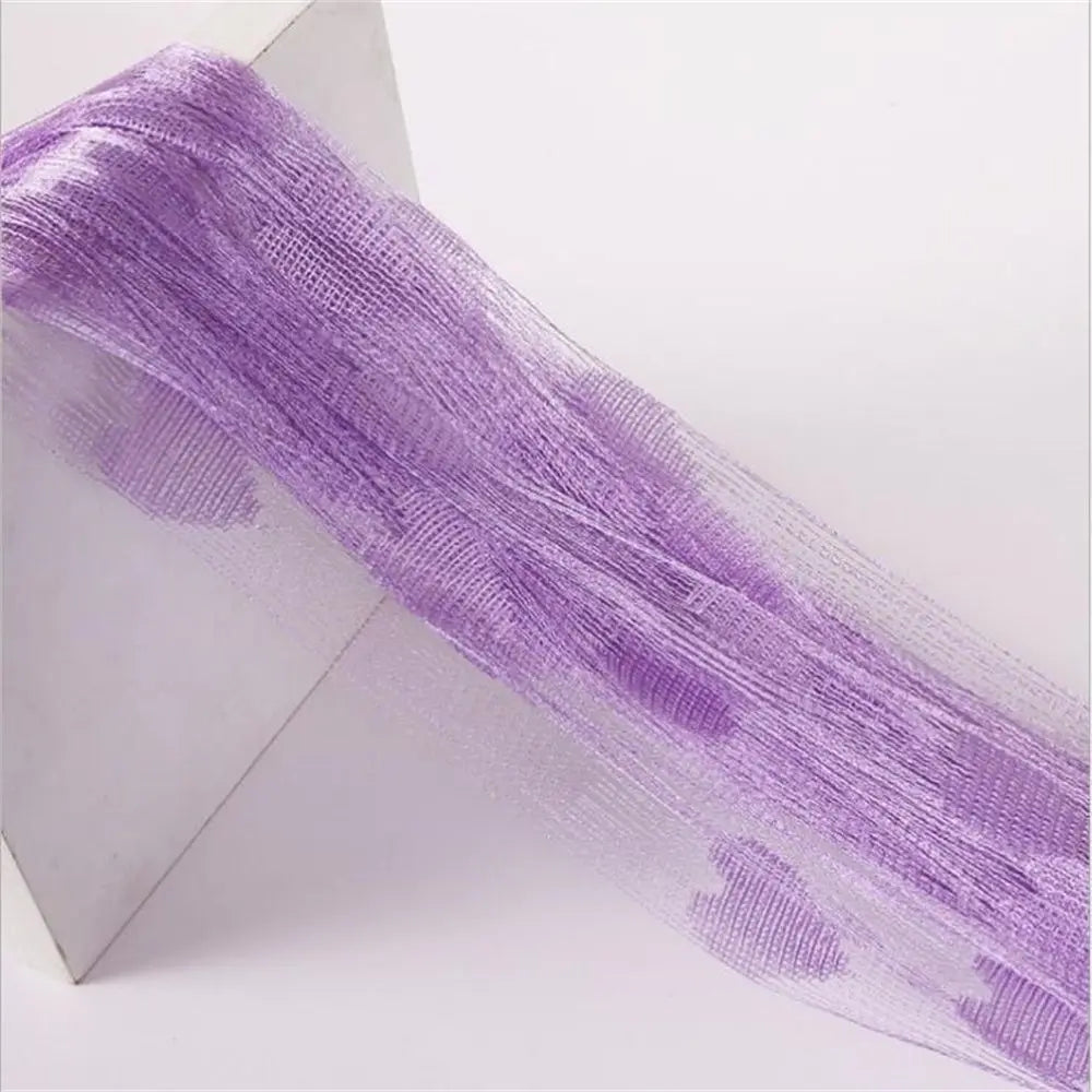 rideaux decoratifs coeurs translucides romantique barre couleurs rouge rose bleu violet blanc