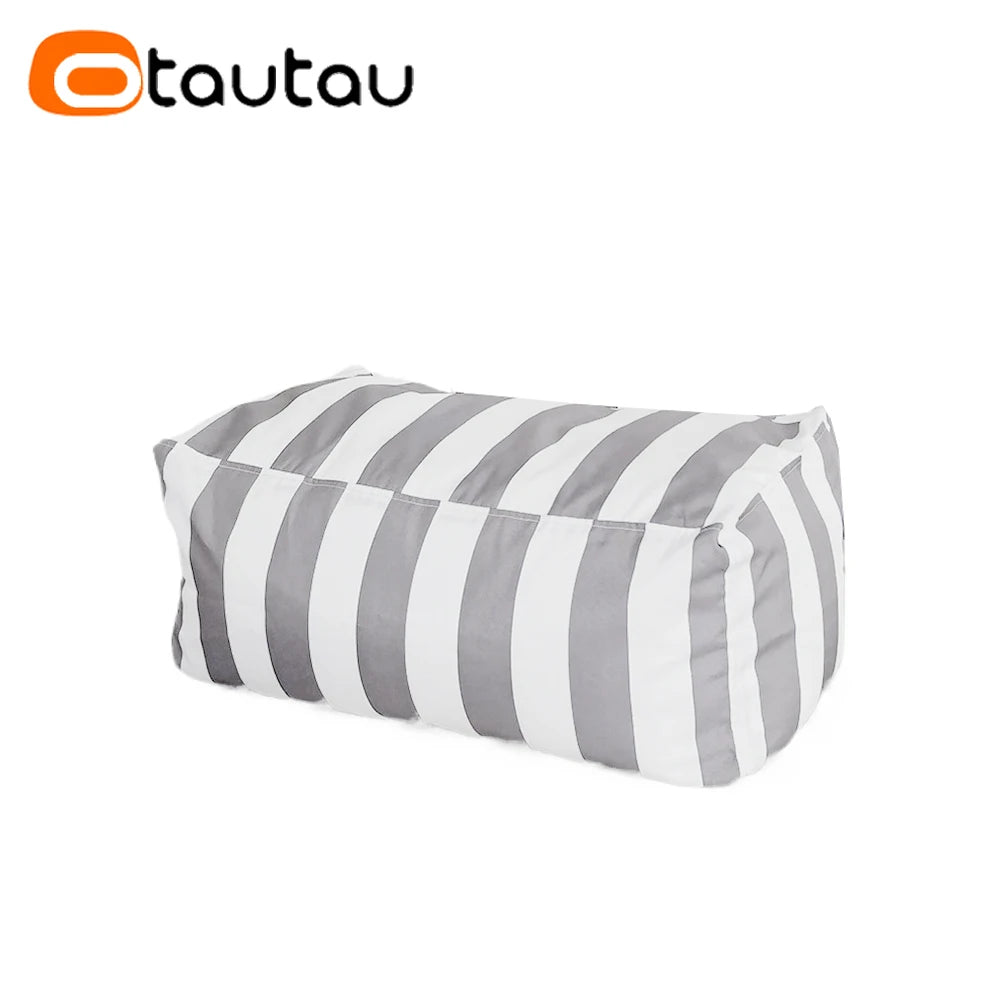 coussin d'assise jardin rayures beige blanc moderne piscine extérieur housse fauteuil plage grande
