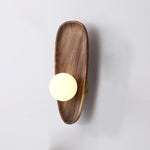 applique murale moderne minimaliste bois globe lumineux blanc anneau doré chambre salon étude