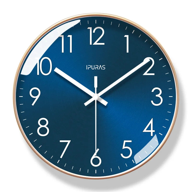 horloge murale moderne aiguille quartz bleu blanc visage unique opale salle manger salon decoration