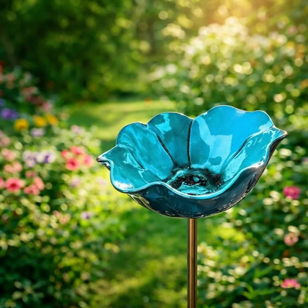 baignoire oiseau fleur rouge vert rose bleu moderne décorative métal brillantextérieur fixetringle