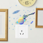 sticker mural autoadhésif planète saturne comète étoiles nuit phosphorescent chambre enfants