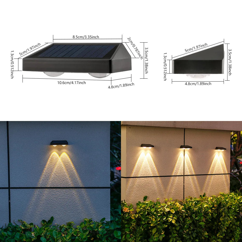 éclairage solaire mural haute luminosité led noir étanche extérieur jardin allée moderne
