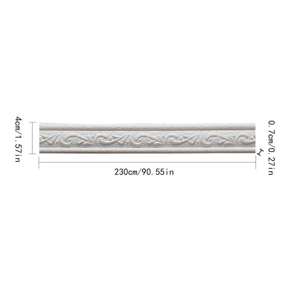 bande décorative murale autoadhésive 3d relief floral moulures classiques 230cm noir blanc beigeclair