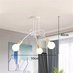 lustre moderne noir blanc doré branches métal ampoules led crochets chambre salon