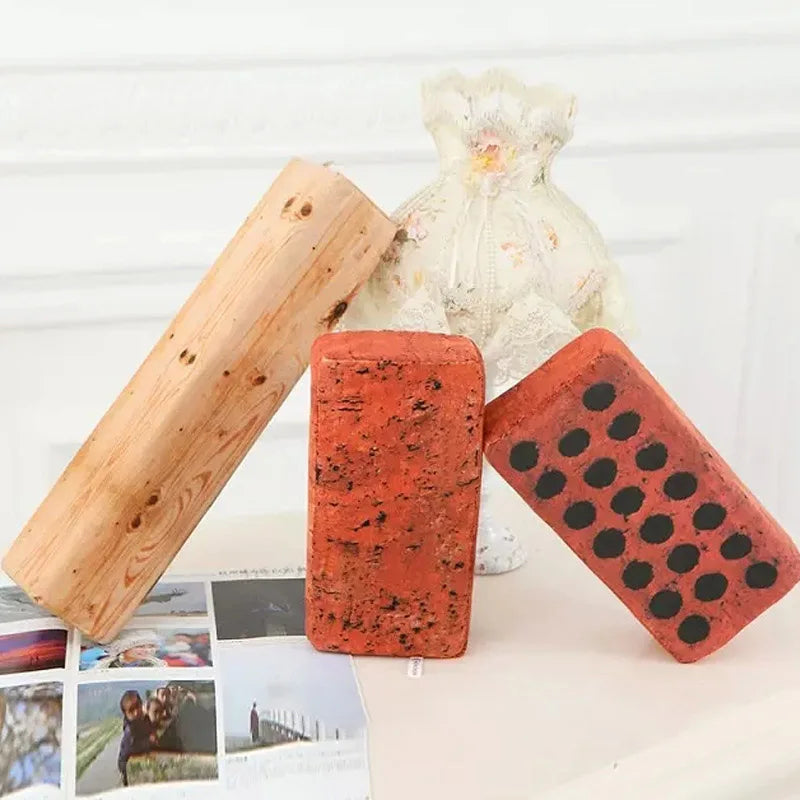 oreiller brique rouge brun rustique mousse mémoire forme rectangulaire texture taches noiresmassage coton polyester