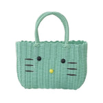 panier rangement vert clair chat mignon poignées corde blanc rose respectueux environnement